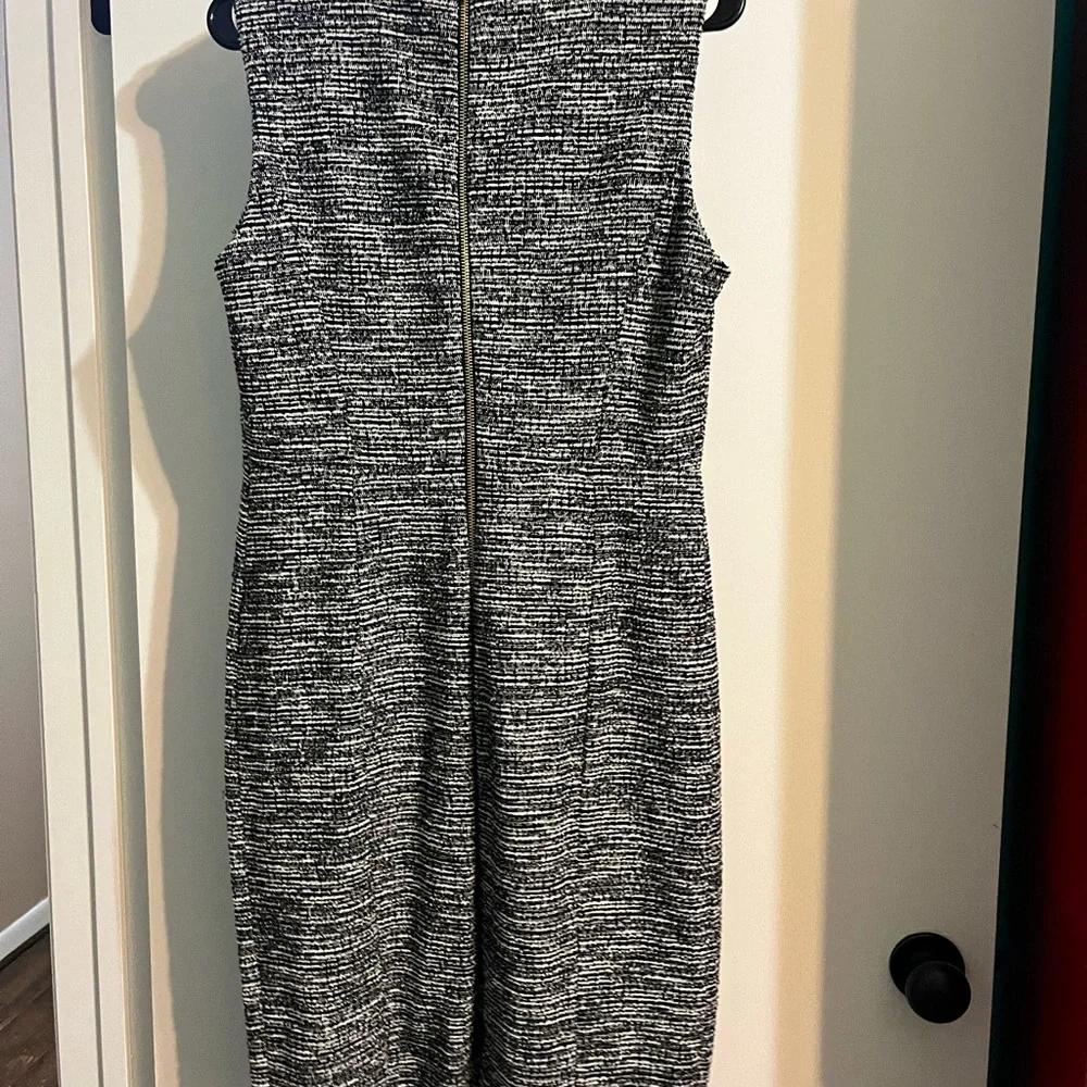 Calvin Klein sleeveless dress, black and white with gold buttons.  Size 10. - Picture 4 of 6